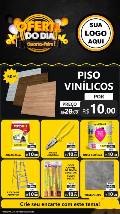 Modelo de Rede Social para Stories com o tema Oferta do Dia - Quarta Feira! para Material para Construção