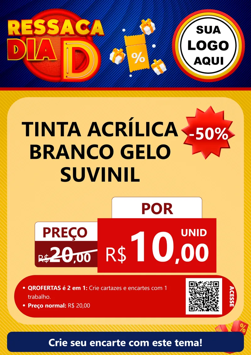 Modelo de Cartaz para Cartaz A4 Vertical com o tema Ressaca Dia D para Tintas e Ferramentas