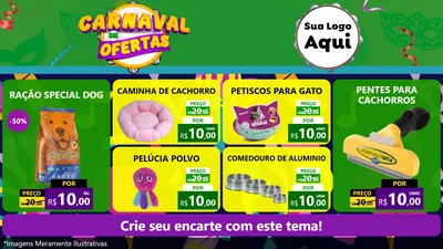 Modelo de TV para TV Horizontal com o tema Carnaval de Ofertas para Pet Shop
