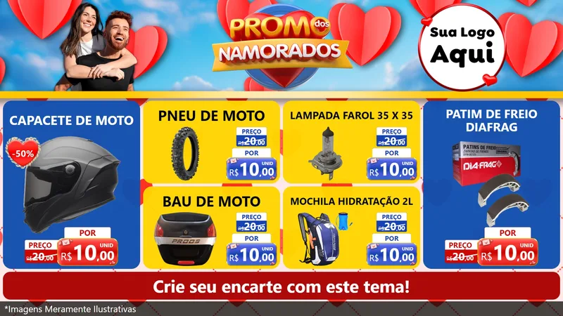 Modelo de TV para TV Horizontal com o tema Promo dos Namorados para Moto peças