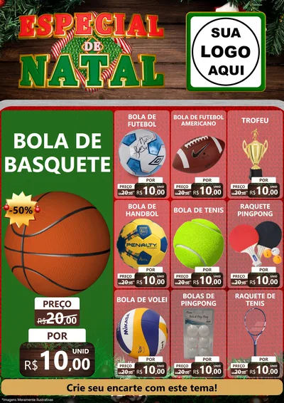 Modelo de Encarte para Encarte A4 Vertical com o tema Especial de Natal para Artigos Esportivos