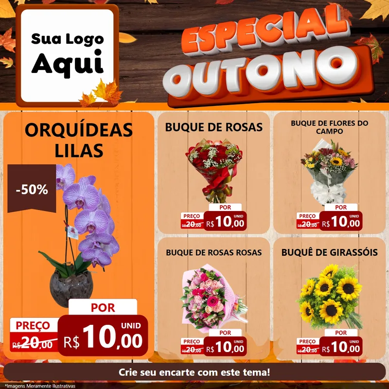 Modelo de Rede Social para Feed Facebook com o tema Especial Outono para Floricultura e jardim