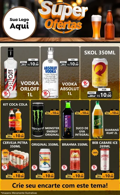 Modelo de Encarte para Encarte Grande com o tema Super Ofertas - Adega / Bebidas para Distribuidora de bebidas