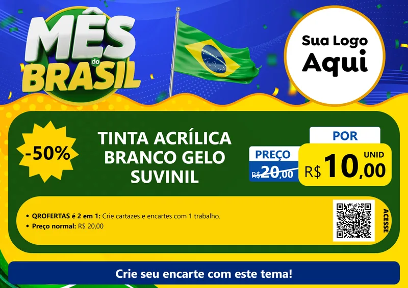 Modelo de Cartaz para Cartaz A4 Horizontal com o tema Mês do Brasil para Tintas e Ferramentas