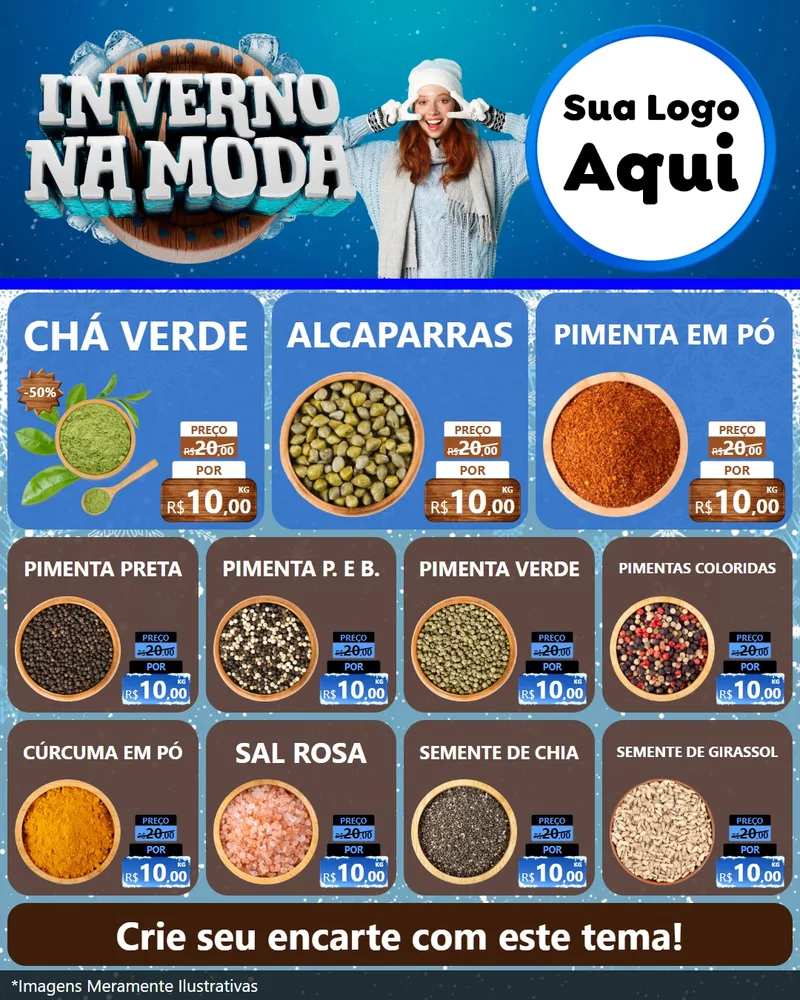 Modelo de Rede Social para Feed Instagram com o tema Inverno na Moda para Produtos Naturais