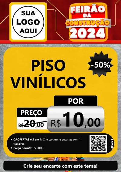 Modelo de Cartaz para Cartaz A4 Vertical com o tema Feirão da Construção 2024 para Material para Construção