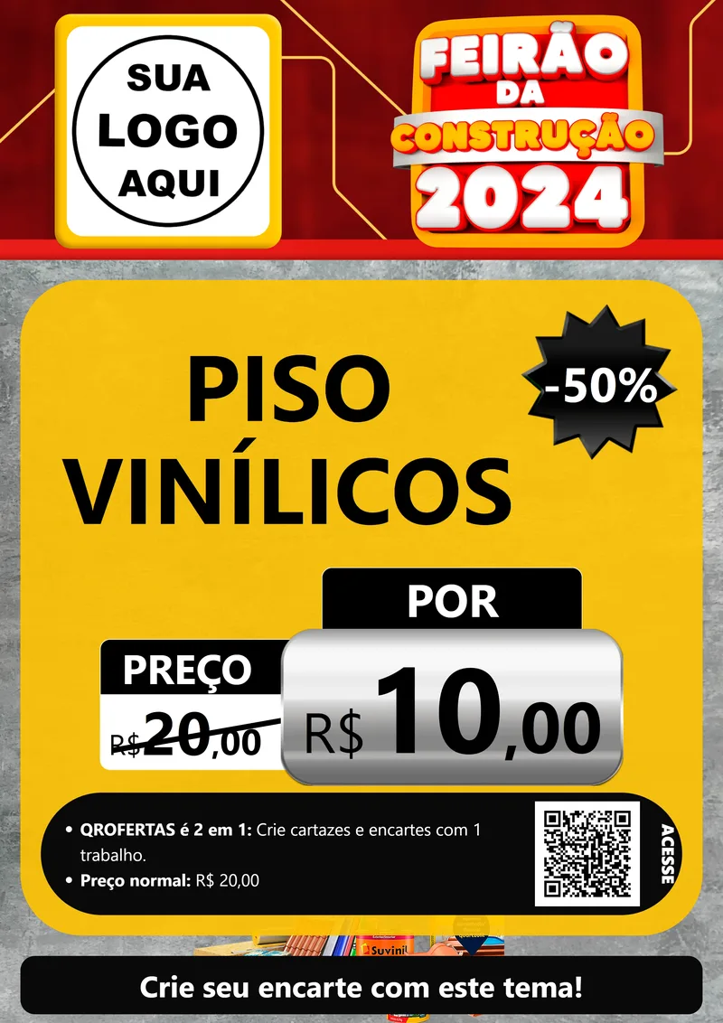 Modelo de Cartaz para Cartaz A4 Vertical com o tema Feirão da Construção 2024 para Material para Construção