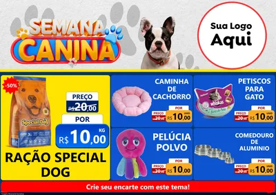 Modelo de Encarte para Encarte A4 Horizontal com o tema Semana Canina para Pet Shop
