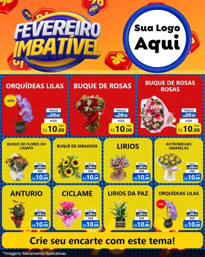 Modelo de Rede Social para Feed Instagram com o tema Fevereiro Imbatível para Floricultura e jardim