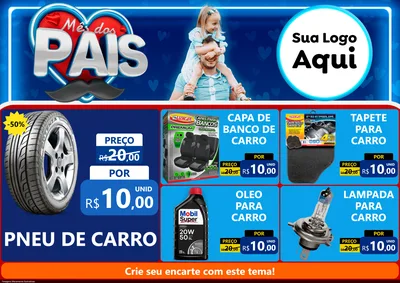 Modelo de Encarte para Encarte A4 Horizontal com o tema Mês Dos Pais para Auto peças