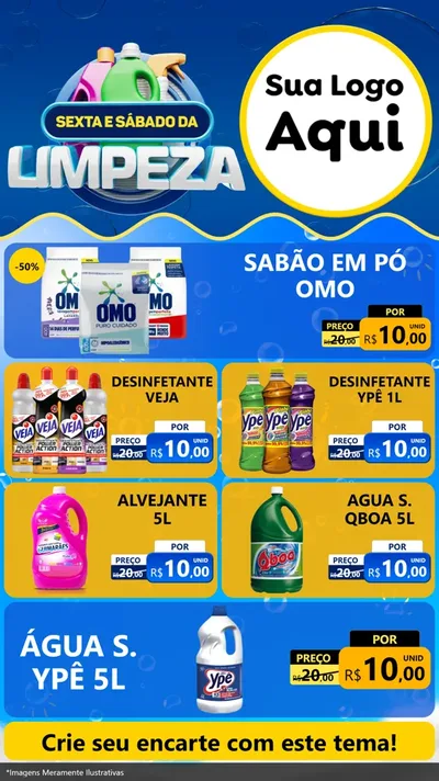 Modelo de TV para TV Vertical com o tema Sexta e Sábado da Limpeza para Produtos de Limpeza