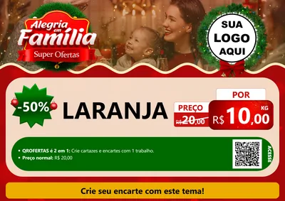 Modelo de Cartaz para Cartaz A4 Horizontal com o tema Alegria Em Família - Super Ofertas para Hortifrúti