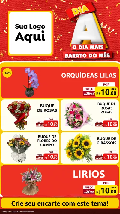 Modelo de TV para TV Vertical com o tema Dia A o Dia Mais Barato do Mês para Floricultura e jardim