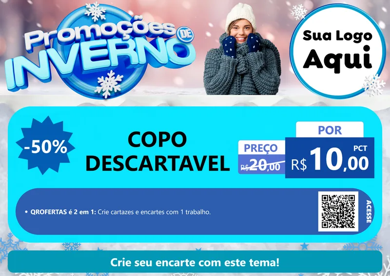 Modelo de Cartaz para Cartaz A4 Horizontal com o tema Promoções de Inverno para Embalagens