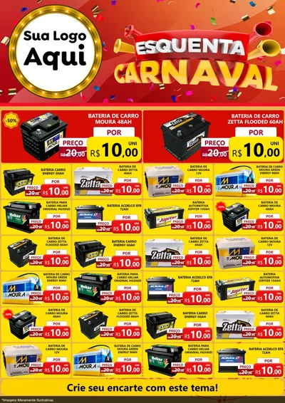 Modelo de Encarte para Encarte A4 Vertical com o tema Esquenta Carnaval para Baterias Elétricas