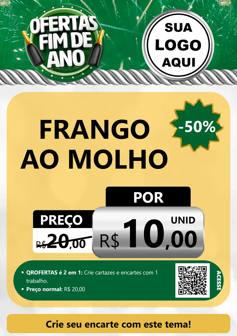 Modelo de Cartaz para Cartaz A4 Vertical com o tema Ofertas Fim de Ano para Restaurante