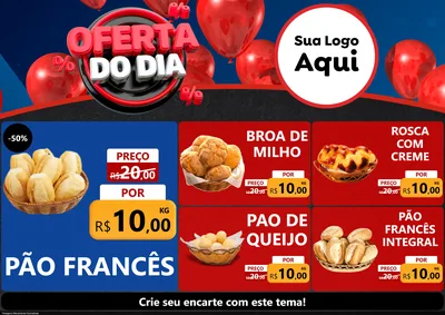 Modelo de Encarte para Encarte A4 Horizontal com o tema Oferta do Dia para Padaria