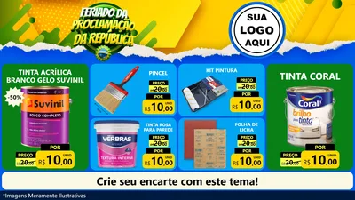 Modelo de TV para TV Horizontal com o tema Feriado da Proclamação da República para Tintas e Ferramentas