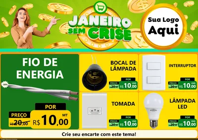 Modelo de Encarte para Encarte A4 Horizontal com o tema Janeiro Sem Crise para Materiais Elétricos