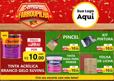 Modelo de Encarte para Encarte A4 Horizontal com o tema Semana Farroupilha para Tintas e Ferramentas