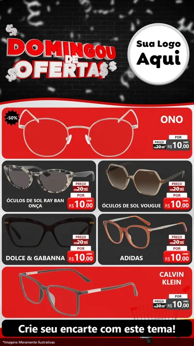 Modelo de TV para TV Vertical com o tema Domingou de Ofertas para Óticas