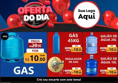 Modelo de Encarte para Encarte A4 Horizontal com o tema Oferta do Dia para Água e gás