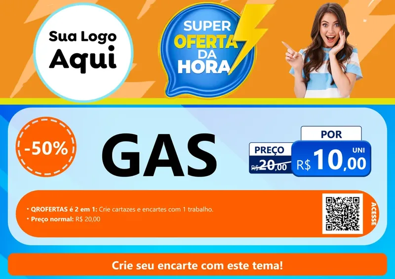 Modelo de Cartaz para Cartaz A4 Horizontal com o tema Super Oferta da Hora para Água e gás