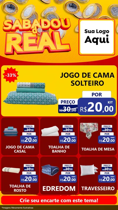 Modelo de Rede Social para Stories com o tema Sabadou do Real para Cama, Mesa e Banho