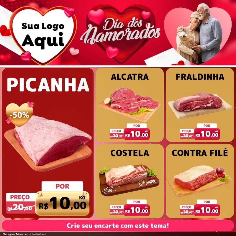 Modelo de Rede Social para Feed Facebook com o tema Dia Dos Namorados para Açougue