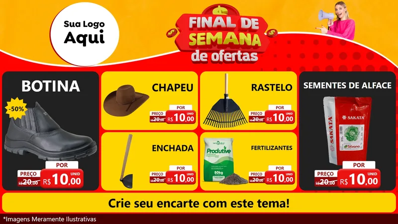 Modelo de TV para TV Horizontal com o tema Final de Semana de Ofertas para Agropecuária