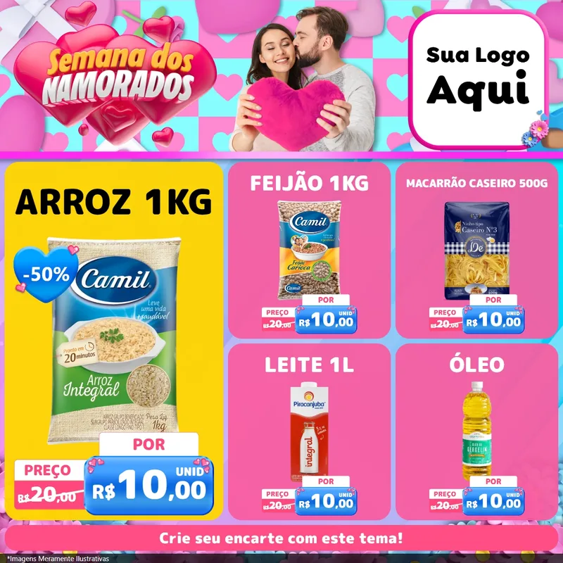 Modelo de Rede Social para Feed Facebook com o tema Semana dos Namorados para Supermercado