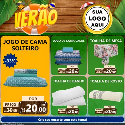 Modelo de Rede Social para Feed Facebook com o tema Verão para Cama, Mesa e Banho