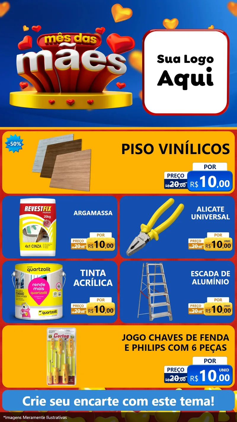 Modelo de TV para TV Vertical com o tema Mês das Mães para Material para Construção