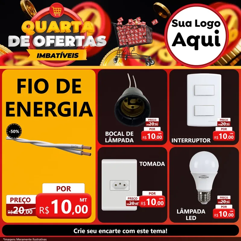 Modelo de Rede Social para Feed Facebook com o tema Quarta de Ofertas Imbatíveis para Materiais Elétricos