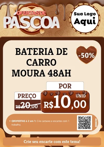 Modelo de Cartaz para Cartaz A4 Vertical com o tema Ofertas de Páscoa para Baterias Elétricas
