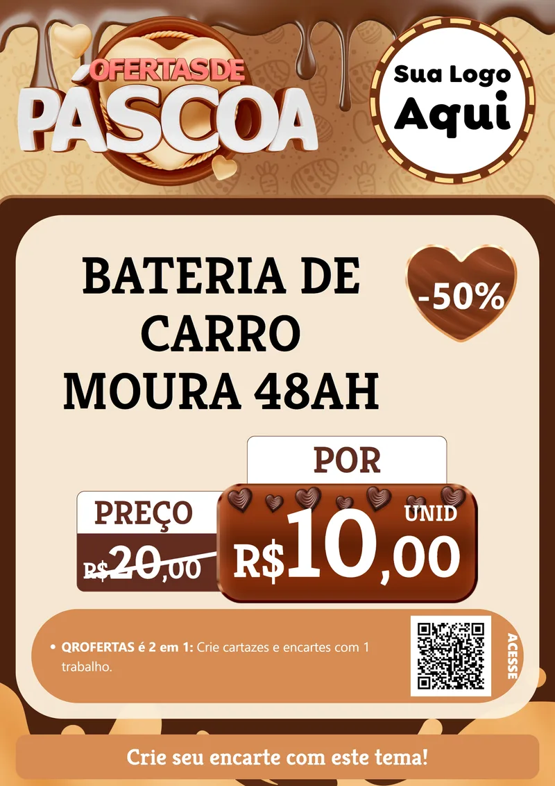 Modelo de Cartaz para Cartaz A4 Vertical com o tema Ofertas de Páscoa para Baterias Elétricas