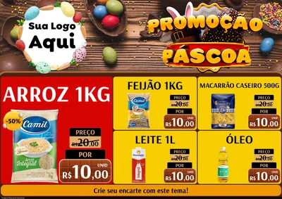 Modelo de Encarte para Encarte A4 Horizontal com o tema Promoção Páscoa para Supermercado