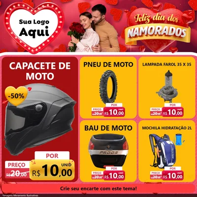 Modelo de Rede Social para Feed Facebook com o tema Feliz Dia Dos Namorados para Moto peças