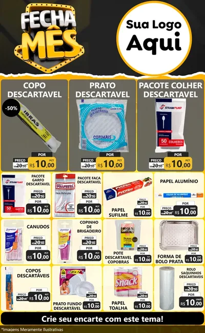 Modelo de Encarte para Encarte Grande com o tema Fecha Mês para Embalagens