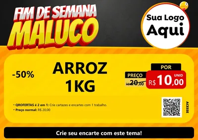 Modelo de Cartaz para Cartaz A4 Horizontal com o tema Final de Semana Maluco para Supermercado