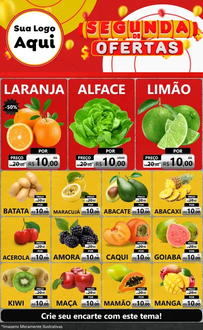 Modelo de Encarte para Encarte Grande com o tema Segunda de Ofertas para Hortifrúti