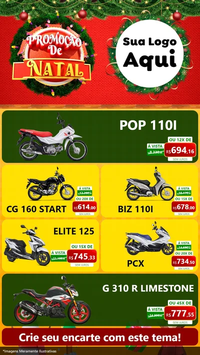 Modelo de TV para TV Vertical com o tema Promoção de Natal para Concessionaria de Motos
