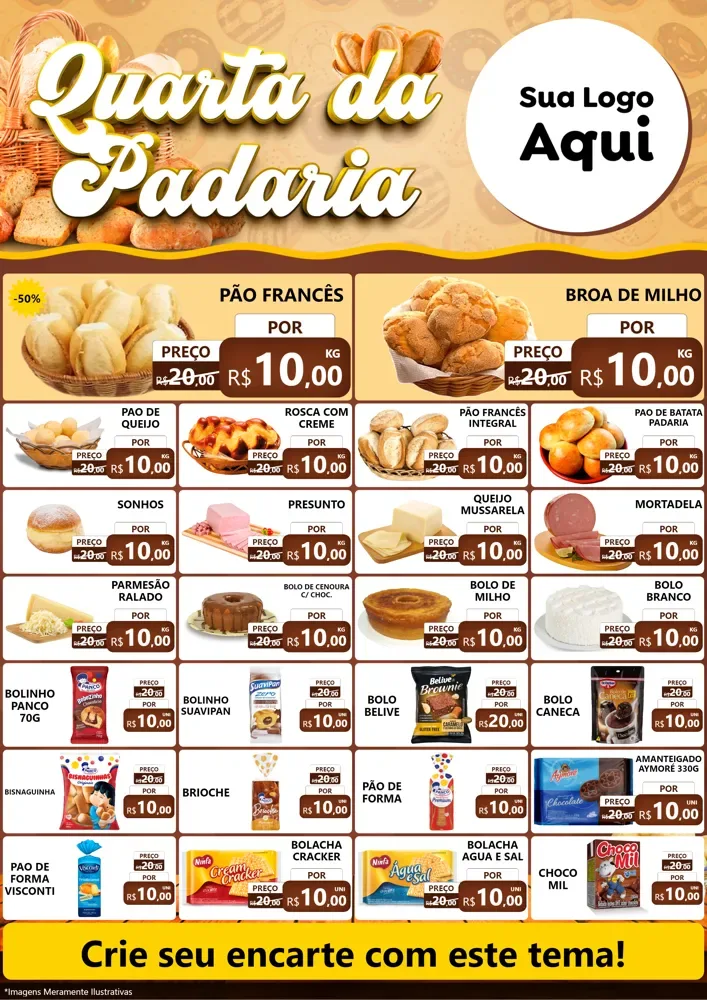 Modelo de Encarte para Encarte A4 Vertical com o tema Quarta da Padaria para Padaria