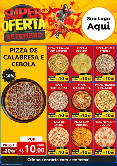 Modelo de Encarte para Encarte A4 Vertical com o tema Super Oferta Setembro para Pizzaria