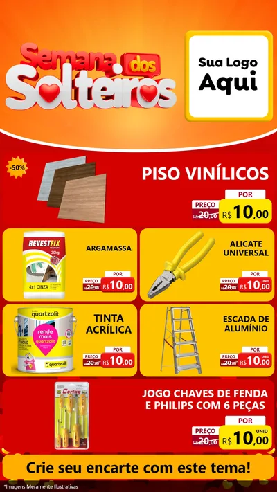 Modelo de TV para TV Vertical com o tema Semana dos Solteiros para Material para Construção