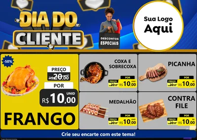 Modelo de Encarte para Encarte A4 Horizontal com o tema Dia Do Cliente para Assados