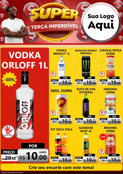 Modelo de Encarte para Encarte A4 Vertical com o tema Super Terça Imperdível para Distribuidora de bebidas