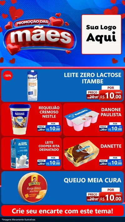 Modelo de TV para TV Vertical com o tema Promoção das Mães para Frios e Laticínios