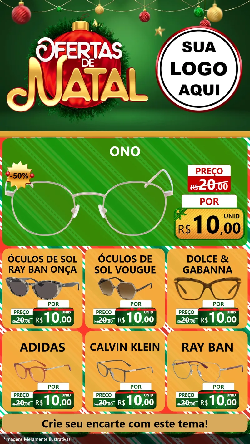 Modelo de Rede Social para Stories com o tema Ofertas de Natal para Óticas
