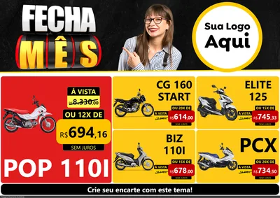 Modelo de Encarte para Encarte A4 Horizontal com o tema Fecha Mês para Concessionaria de Motos